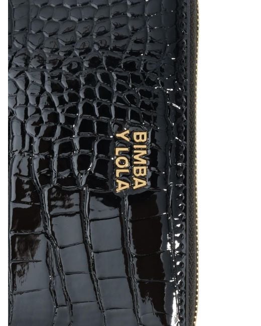 Bimba Y Lola Black Crocodile-Effect Zip-Around Wallet