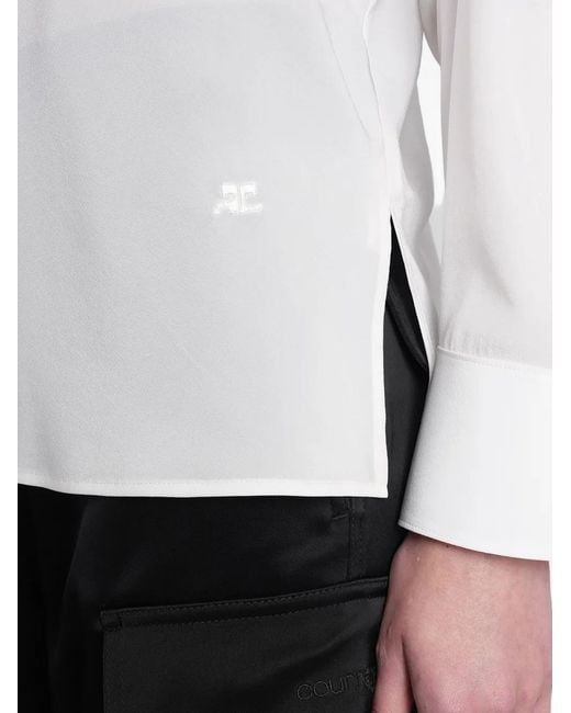 Courreges White Cut-Out High-Neck Blouse