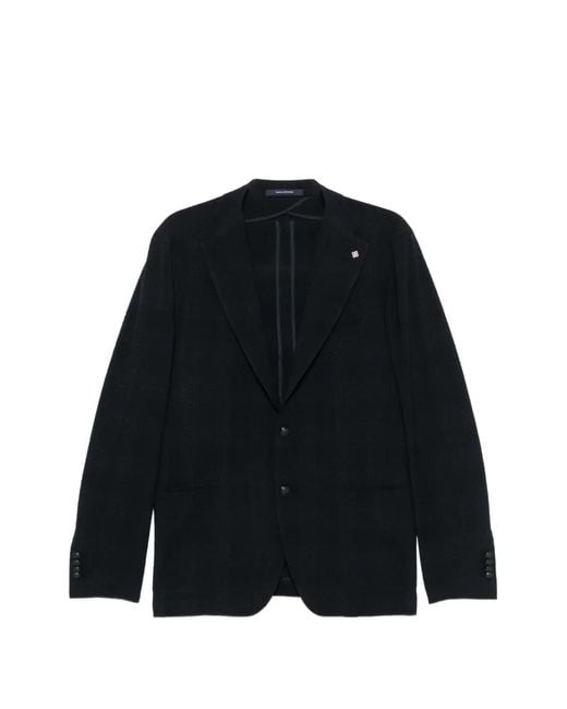 Tagliatore Black Notched-Lapel Blazer for men