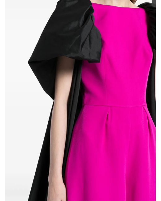 Saiid Kobeisy Black Cape-Detail Wide-Leg Jumpsuit
