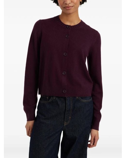 Chinti & Parker Purple Crew-Neck Button-Up Cardigan