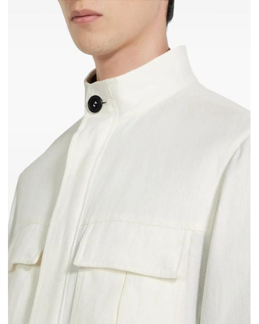 Zegna White Oasi Lino Jacket for men
