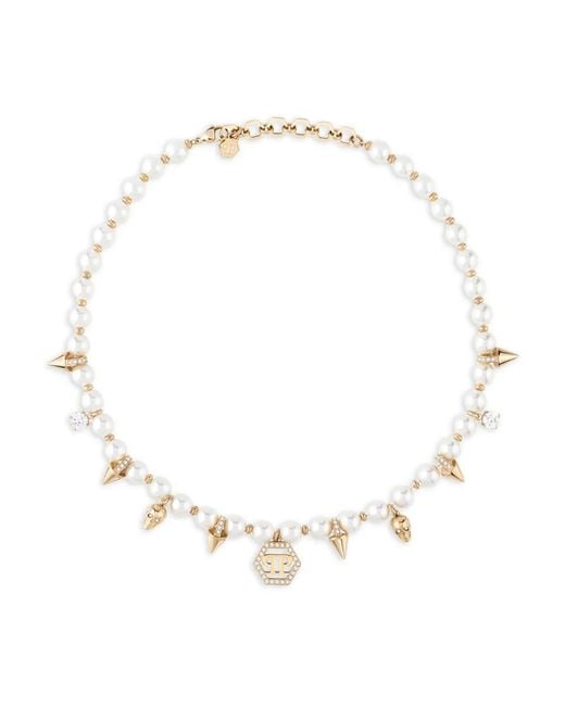 Collar de perlas Philipp Plein de color White