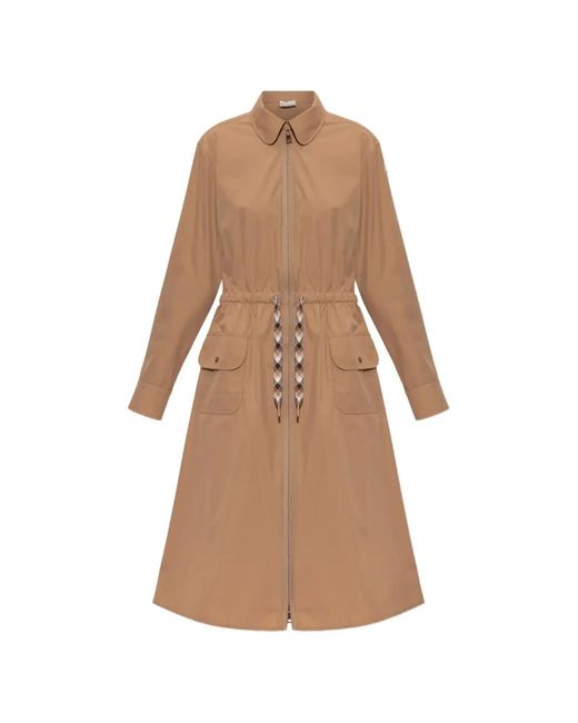 Moncler Natural Robe Mi-Longue Zippée À Lien De Resserrage