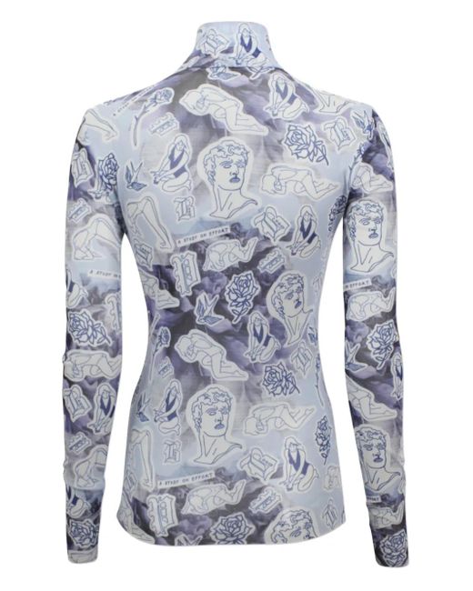 Baum und Pferdgarten Blue Graphic-Print Turleneck Top