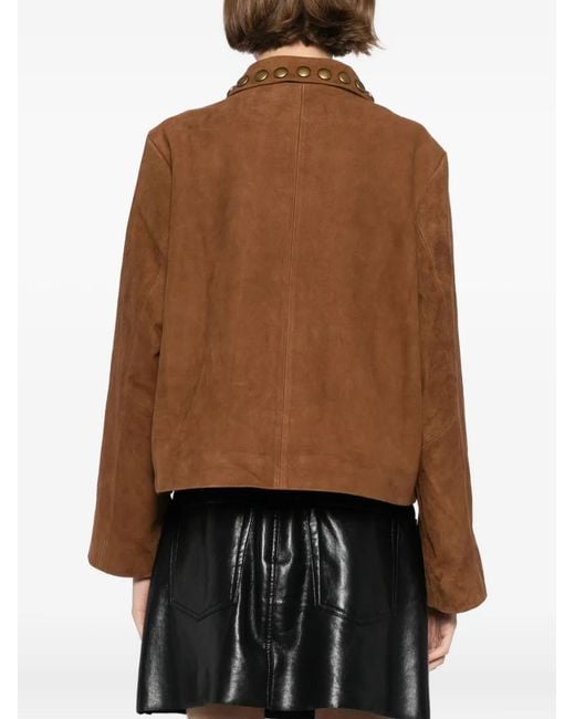 Cynthia Rowley Brown Studded Suede Jacket