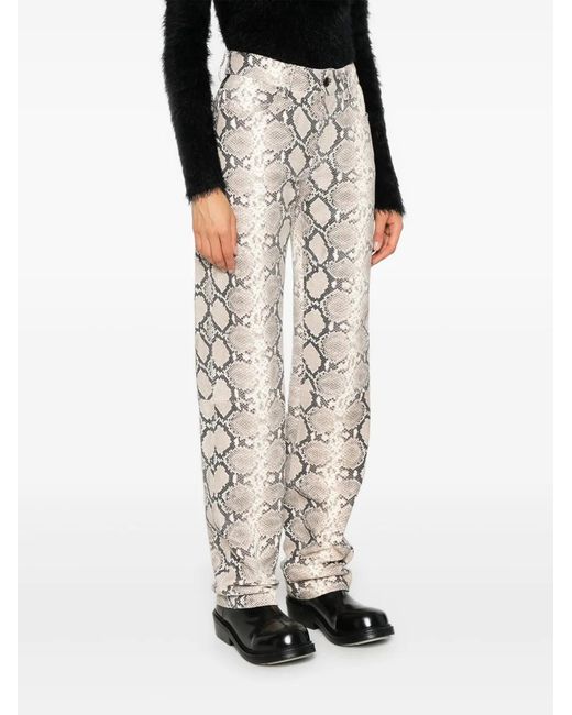 MARINE SERRE Natural Python-Print Trousers