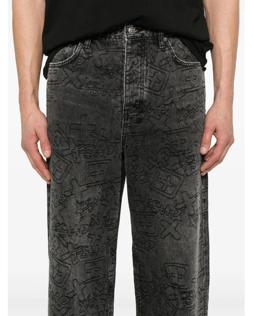 Ksubi Gray Maxx Stencil Stitch Jeans for men