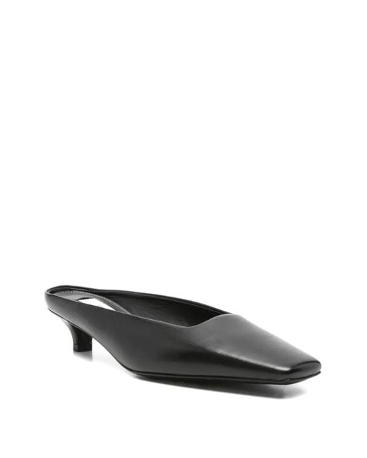 Totême  Black Square-Toe Leather Mules
