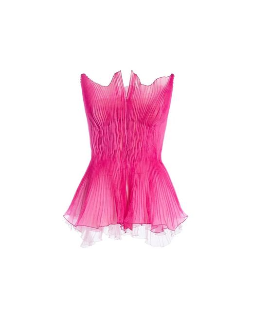 Genny Pink Pleated Strapless Mini Dress