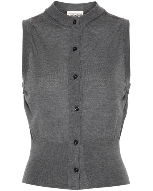 Semicouture Gray Button-up Knitted Vest
