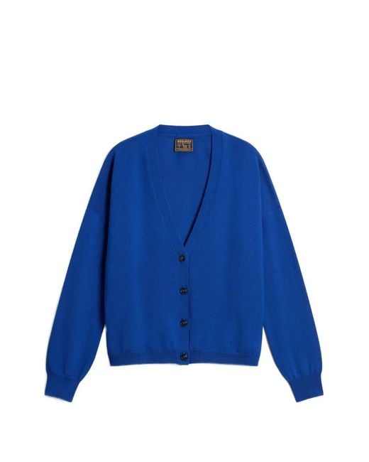 Woolrich Blue Fine-Knit Merino-Wool Cardigan