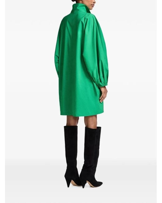 Essentiel Antwerp Green Oversized Voluminous-Sleeves Mini Dress