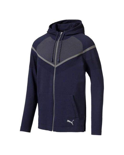 PUMA Blue Hooded Zip-Up Jacket for men