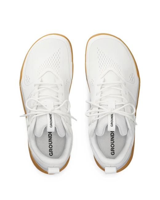 Groundies White G-Flex Precision Panelled Sneakers for men
