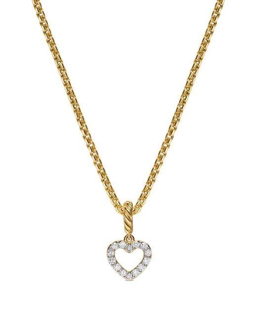 David Yurman Metallic 18K Micro Pavé Open Heart Diamond Pendant