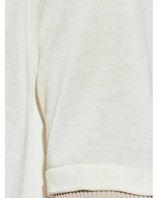 Eleventy White Ribbed-Trim T-Shirt for men