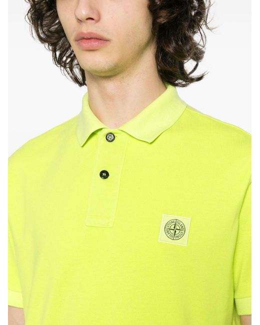 Stone island shop yellow polo shirt