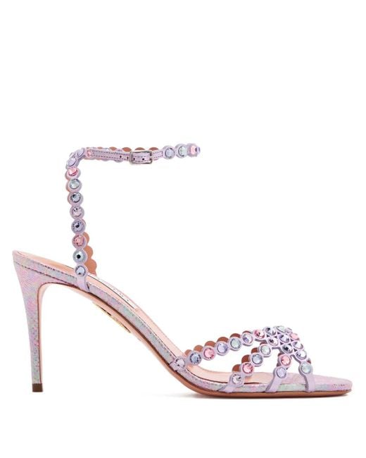 Aquazzura Pink 85Mm Tequila Crystal-Embellishment Sandals
