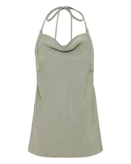 St. Agni Green Cowl-Neck Halter Top
