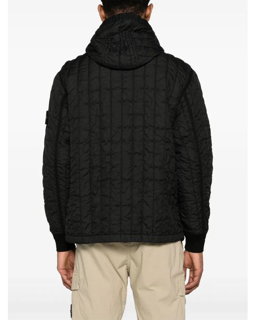 Stone Island Black Compass-Badge Quilted Jacket for men