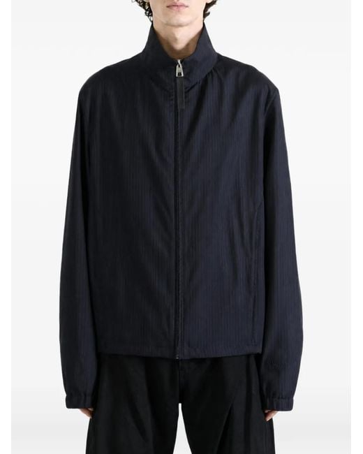 Givenchy Blue Pinstripe-Pattern High-Neck Jacket for men