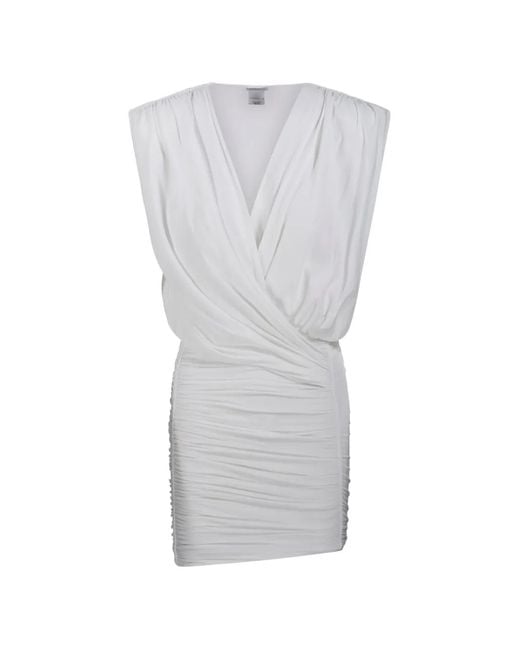 Amazuìn Gray Draped V-Neck Dress