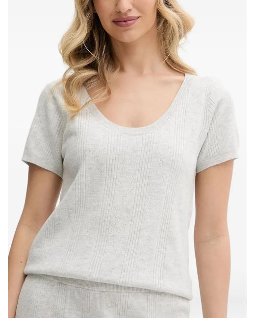 DKNY Gray Ribbed Scoop-Neck Pyjama Set
