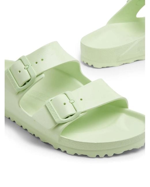 Birkenstock Green Buckled Flat Slides