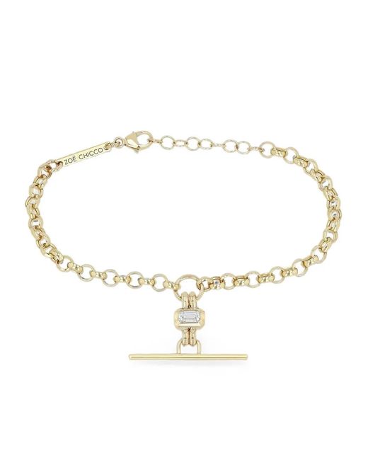 Zoe Chicco Metallic Toggle-Detail Diamond Bracelet