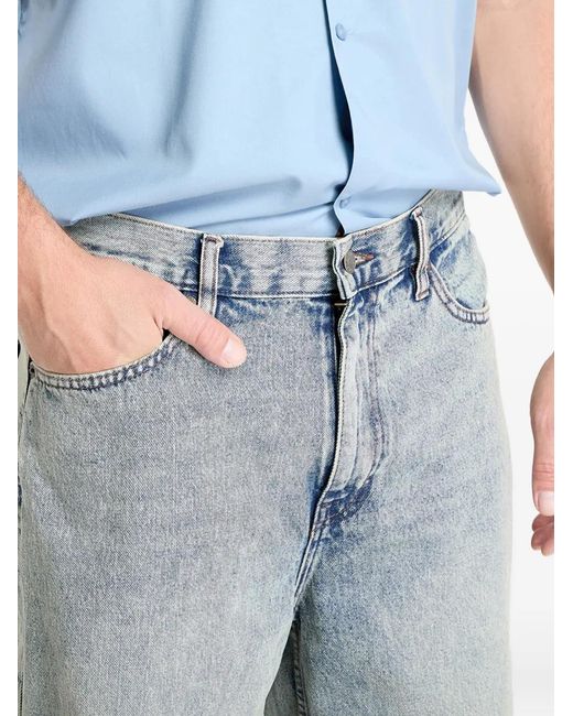 Guess Blue Acid-Wash Denim Shorts for men