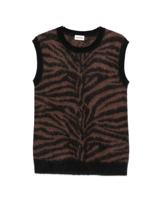 P.A.R.O.S.H. Black Zebra-Pattern Knitted Vest