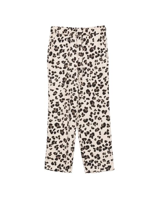Marella White Leopard-Print Trousers