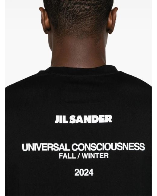 Jil Sander Black Logo-Print Cotton T-Shirt for men