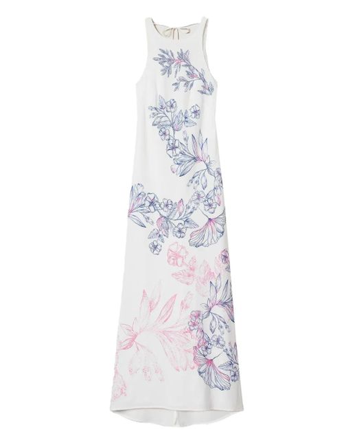 Twinset White Maxikleid Mit Blumen-Print