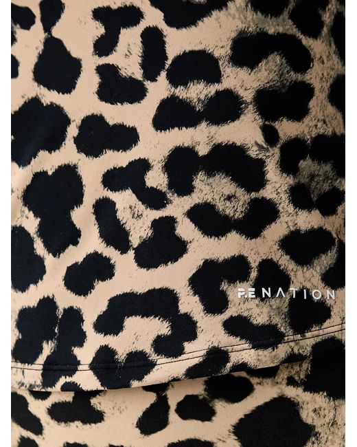 P.E Nation Black Refine Leopard-Print Tank Top