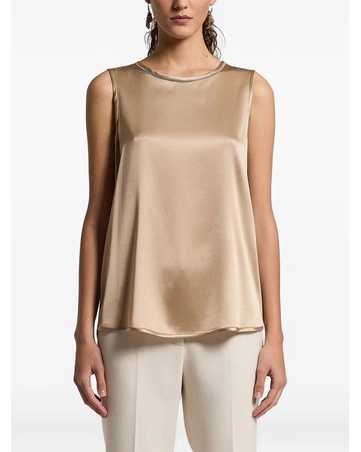 Embellished-collar sleeveless top Peserico de color Natural