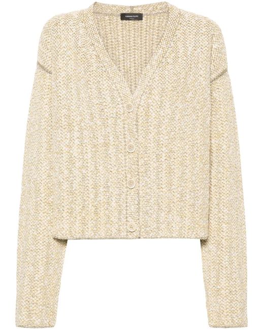 Fabiana Filippi Natural Metallic-Embellished Tweed Cardigan