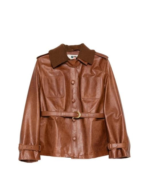 Ports 1961 Brown Belted Leather Jacket
