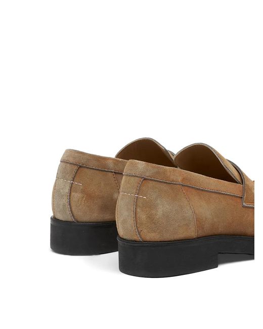 MM6 by Maison Margiela White Mocassins Biker En Daim Délavé for men