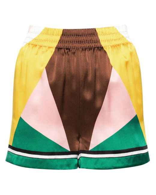 Casablancabrand Green Geometric Casa Sport Silk Shorts