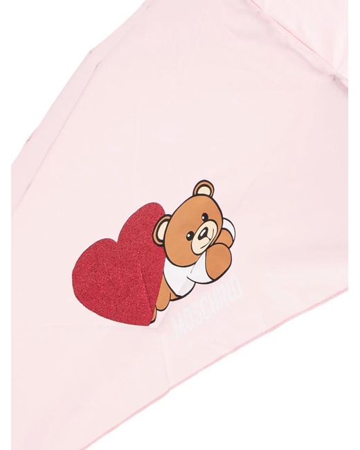 Moschino Pink Teddy Bear-Print Umbrella