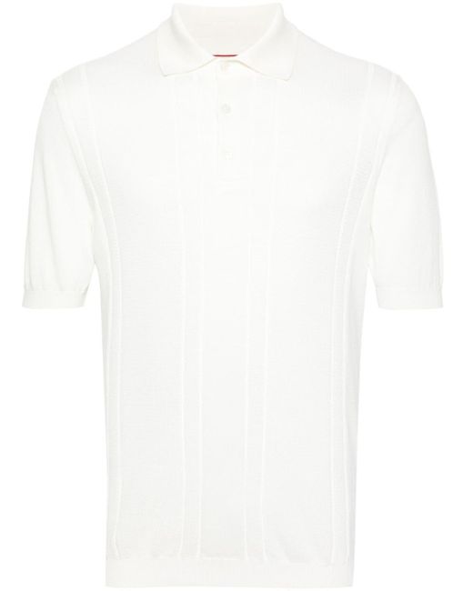 メンズ Brunello Cucinelli オープンニット ポロシャツ White