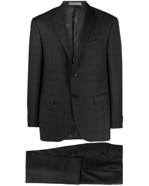 Corneliani Black Checked Single-Breasted Suit for men