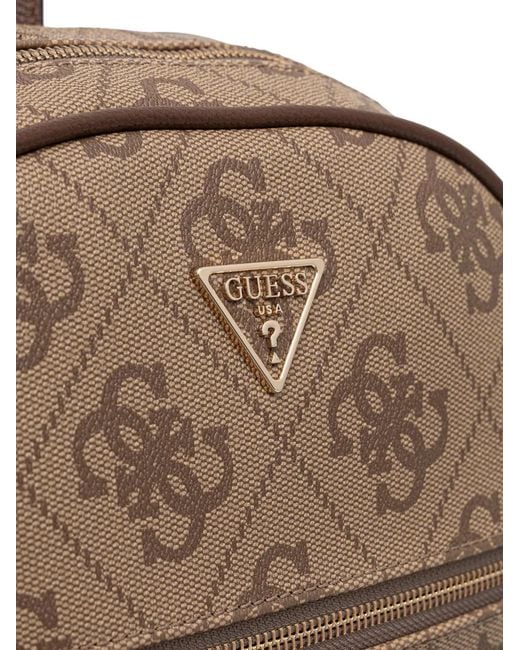 Guess Brown Power Play Logo-Print Monogram Backpack