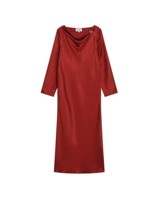 Loulou de Saison Red Zoya Draped Asymmetric Dress