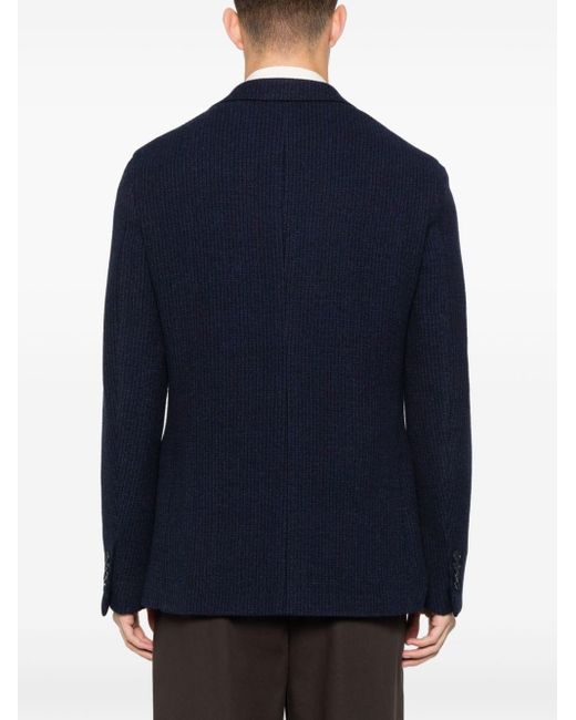 Etro Blue Ribbed Single-breasted Blazer for men