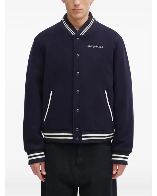 Sporty & Rich Blue Hotel Eden Roc Buttoned Jacket for men
