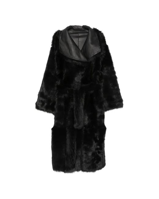 Yves Salomon Black Shearling-Trimmed Fur Jacket