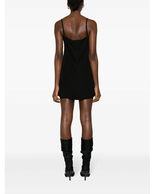 Courreges Black Logo-Patch Mini Slip Dress